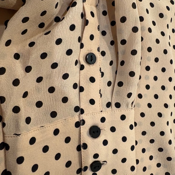 Polk Dot Nude/Black long sleeve silk blouse NWT - Picture 12 of 13